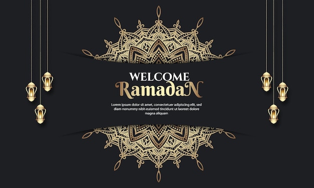 Złoty Luksusowy Tło Ramadan Z Mandalą