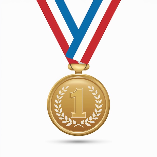 Złoty medal wiszący na wstążce 1