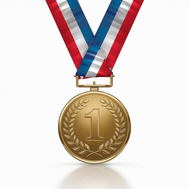 Złoty medal wiszący na wstążce 1