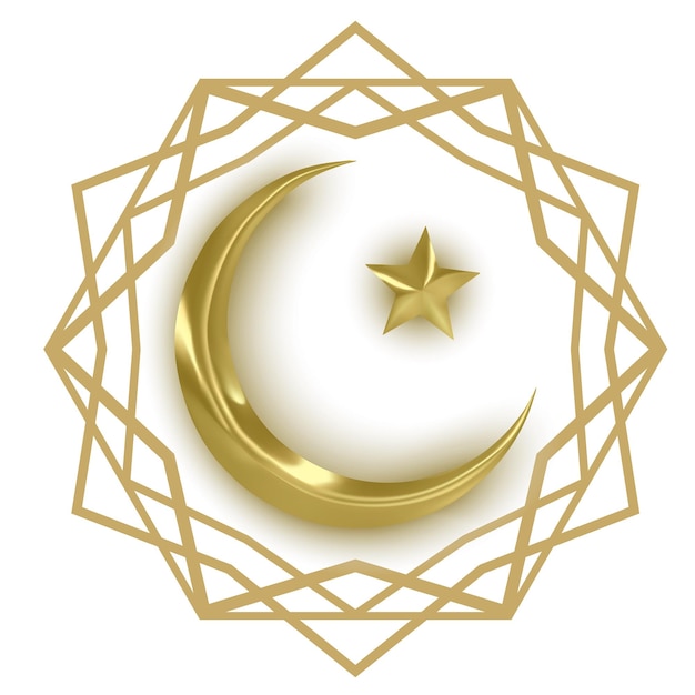 Plik wektorowy złoty miesiąc muzułmański na białym tle ilustracji wektorowych