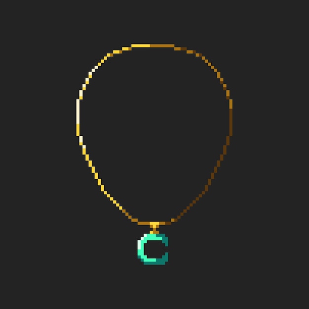 złoty naszyjnik pixel art