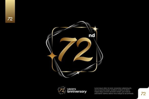 Złoty Numer 72 Logo Ikona Projektu Na Czarnym Tle 72. Urodziny Logo Numer Rocznica 72