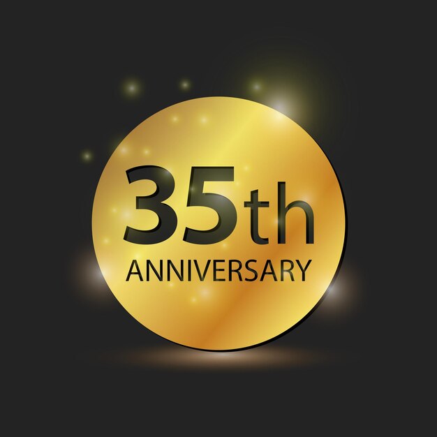 Złoty Okrągły Talerz Eleganckie Logo Obchody 35-lecia Rocznicy