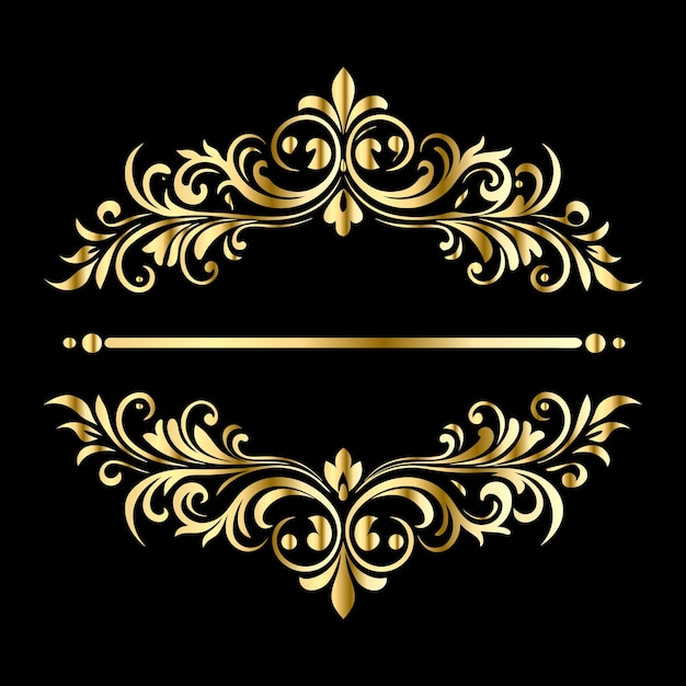 Złoty ornament wektorowy w stylu barokowym Złoty element do projektowania