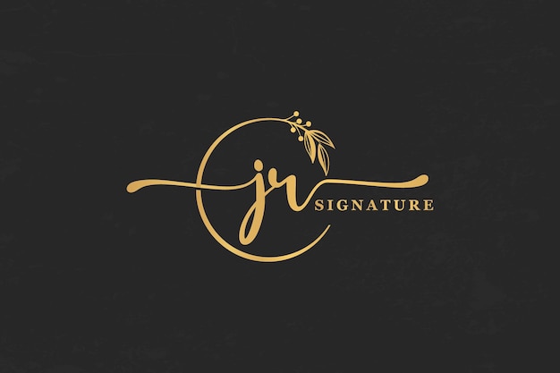 Złoty Podpis Początkowa Litera Jr Złoty Podpis Pismo Ręczne Wektor Logo Projekt Ilustracja Obraz
