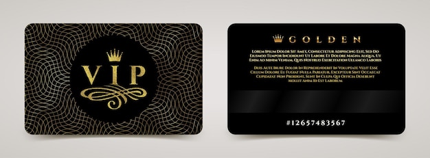 Plik wektorowy złoty projekt szablonu karty vip z elementem korony i kwitnie