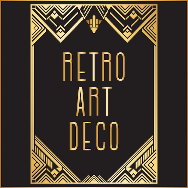 Złoty retro art deco rama tło