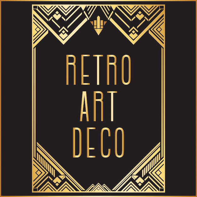 Złoty Retro Art Deco Rama Tło