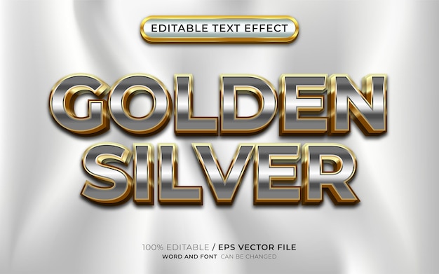 Złoty Srebrny Edytowalny Efekt Tekstowy 3d