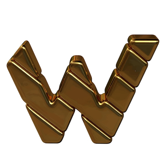 Złoty Symbol 3d Wykonany Z Kruszcu Litera W