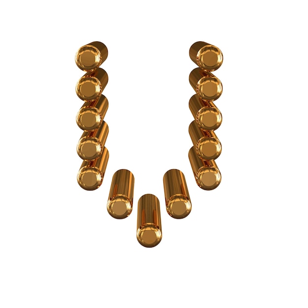 Złoty Symbol Wykonany Z 3d Cylindrów Litera V
