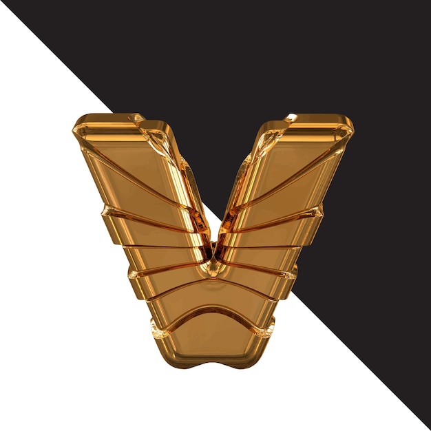 Plik wektorowy złoty symbol ze złotymi paskami litera v