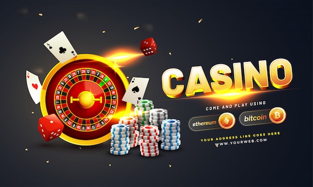 Złoty Tekst Casino Z Chipem 3d