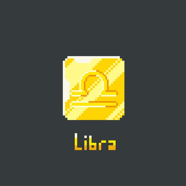 Złoty token Libra w stylu pixel art