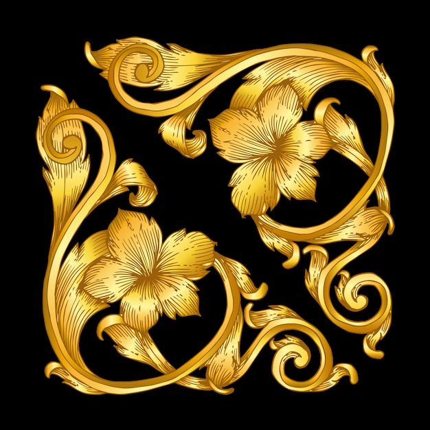 Plik wektorowy złoty, vintage, barokowy, przewijania ramki