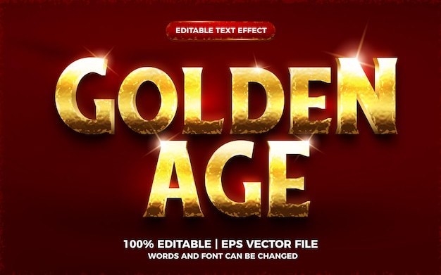 Złoty Wiek Edytowalny Efekt Tekstowy W Stylu Szablonu 3d