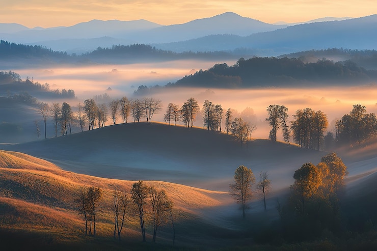 Wektor złoty wschód słońca maluje majestat karpat zapierający oddech panoramę górską niebo dawn view hills image ph