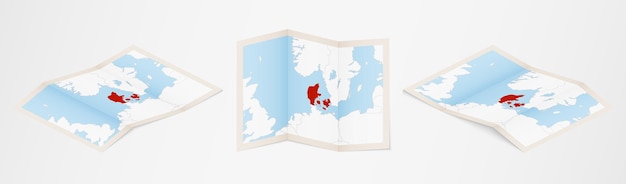 Złożona Mapa Danii W Trzech Różnych Wersjach.