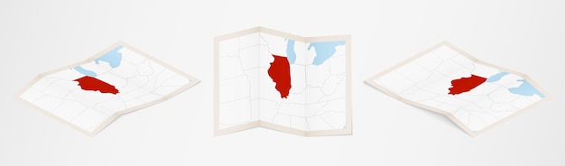 Złożona Mapa Illinois W Trzech Różnych Wersjach.