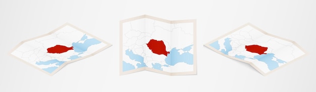 Złożona Mapa Rumunii W Trzech Różnych Wersjach.