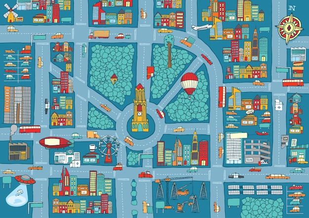 Plik wektorowy złożona, ruchliwa mapa miasta