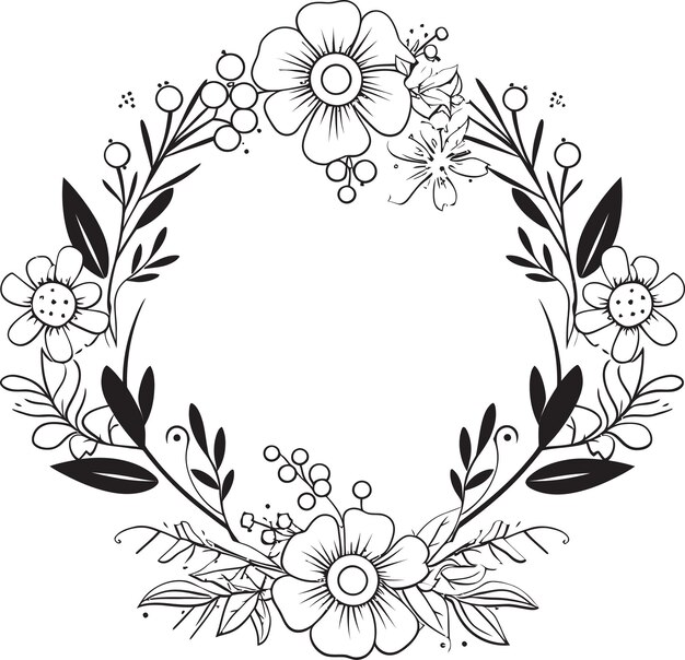 Plik wektorowy złożone ogrodzenie z kwiatami onyksów emblematyczna ramka kapryśny obrys płatków północy logo dekoracyjne