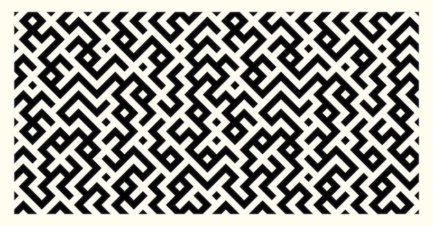 Złożony czarno-biały geometryczny labirynt