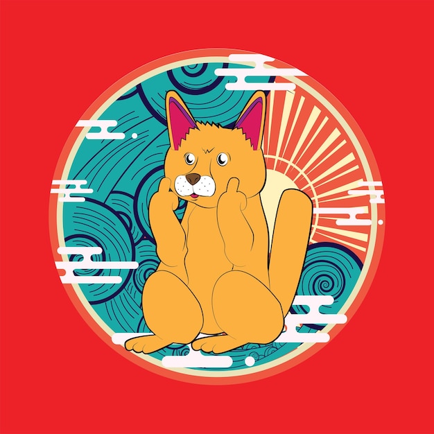 zły kot ilustracja na nowy rok logo notebooka i tła