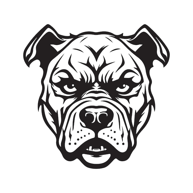 Zły pitbull koncepcja logo czarno-biały kolor ręcznie rysowane ilustracja