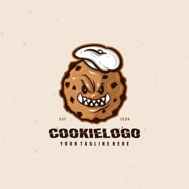 Zły Plik Cookie Logo Wektor Premium