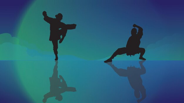 zmierzch kung fu karate w tle