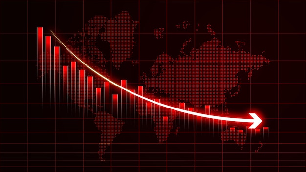 Plik wektorowy zmniejszająca się ilustracja inwestycji na rynku akcji bankructwo koncepcja informacji finansowej ze strzałkami