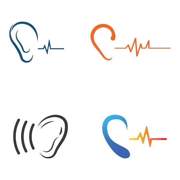 Zmysł Słuchu Lub Ucha Ikona Logo Wektor Ilustracja Szablonu Projektu
