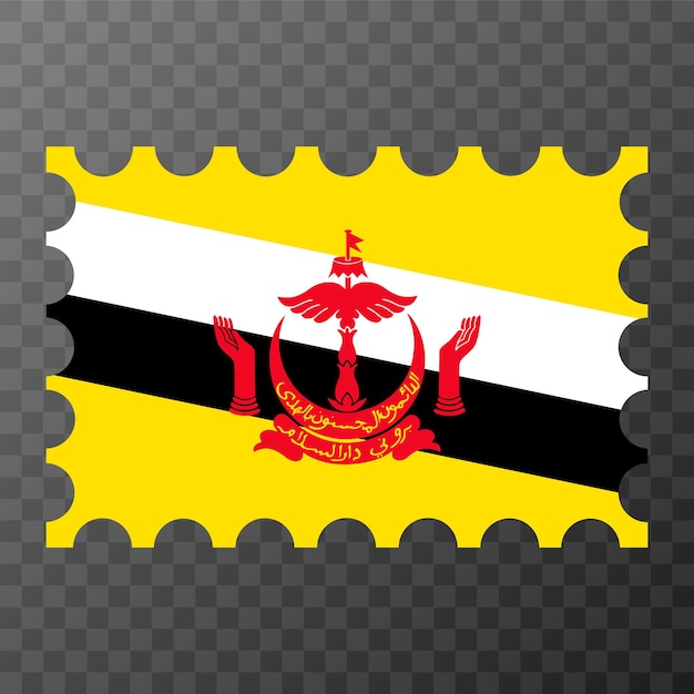 Plik wektorowy znaczek pocztowy z flagą brunei ilustracji wektorowych