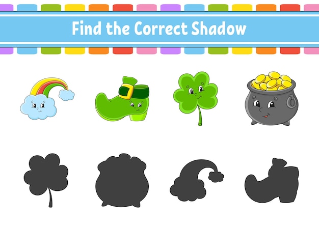 Znajdź Odpowiedni Cień Edukacja Rozwija Arkusz Roboczy Dopasowywanie Gry Dla Dzieci Strona Aktywności Kolorów Puzzle Dla Dzieci Ilustracja Wektora Postaci ładny