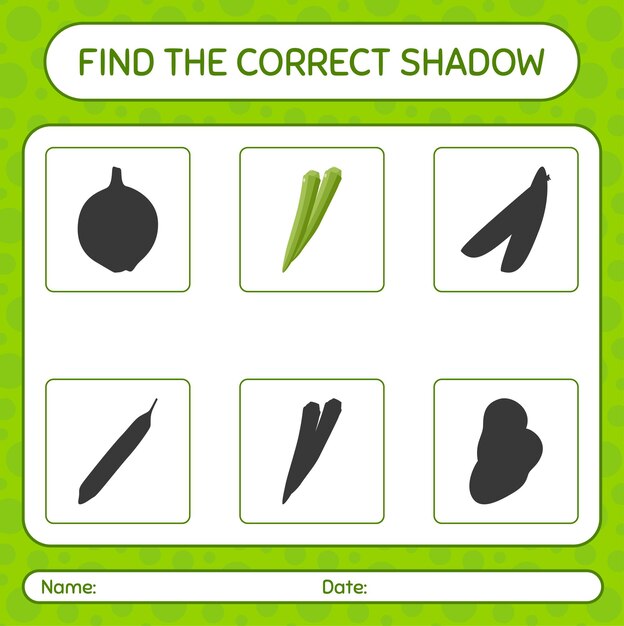 Plik wektorowy znajdź odpowiednią grę cieni z arkuszem ćwiczeń okry dla dzieci w wieku przedszkolnym