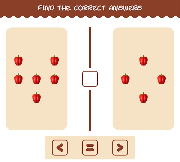 Znajdź Poprawne Odpowiedzi Papryki Z Kreskówek. Wyszukiwanie I Liczenie Gry. Gra Edukacyjna Dla Dzieci W Wieku Przedszkolnym I Małych Dzieci