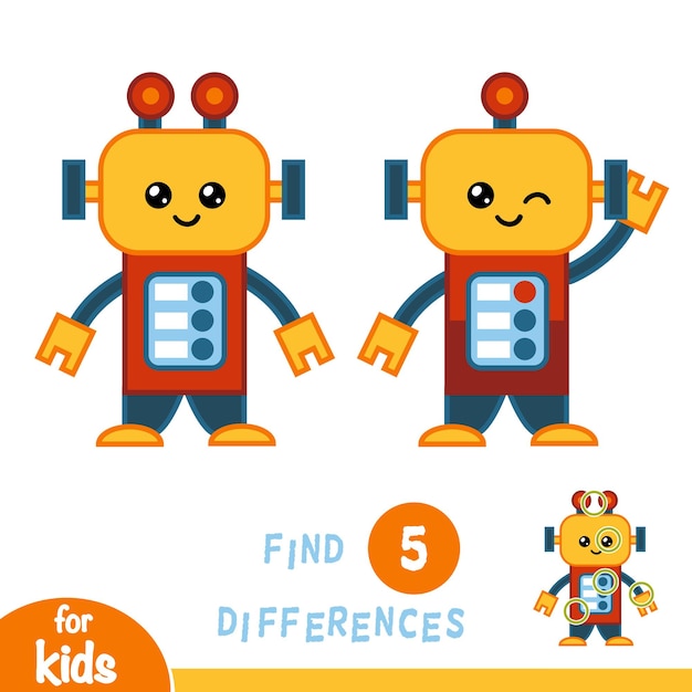 Znajdź różnice, gra edukacyjna dla dzieci, Robot