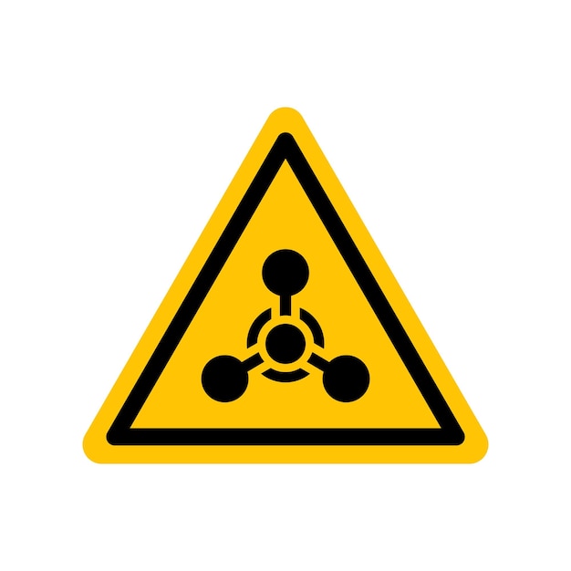 Znak broni chemicznej Czarna ikona niebezpieczeństwa na żółtym symbolu trójkąta ilustracja zagrożenia chemicznego