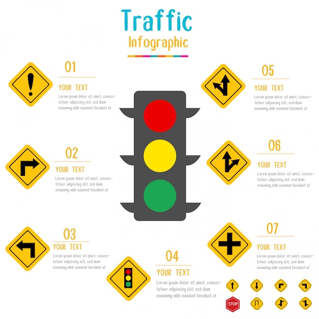 Znak Drogowy Infographic. światło Ruchu Z Elementami Danych. Ilustracja Wektorowa.