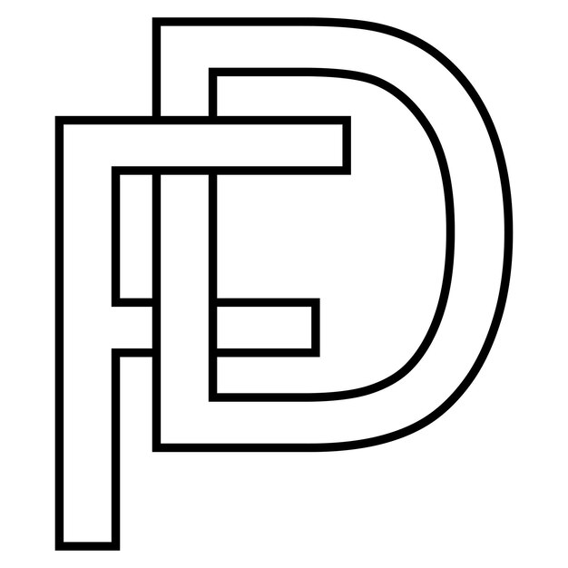 Znak logo fd df ikona nft fd przeplatane litery fd