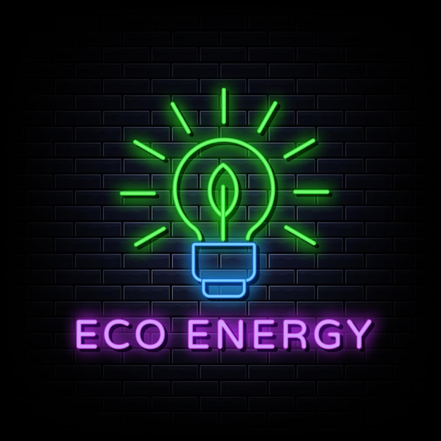 Znak Logo Neon Eco Energy Zaprojektuj Szablon W Stylu Neonowym