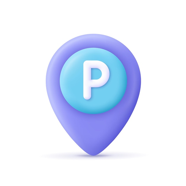 Plik wektorowy znak lokalizacji wskaźnik docelowy z literą p znak parking 3d wektor ikona cartoon minimalistyczny styl