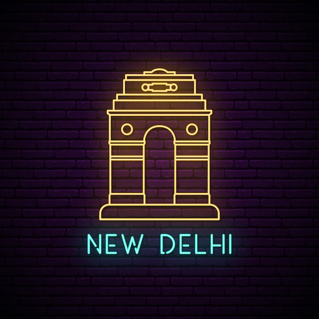 Znak Neon Bramy Delhi.