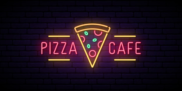 Plik wektorowy znak neon cafe pizzy.