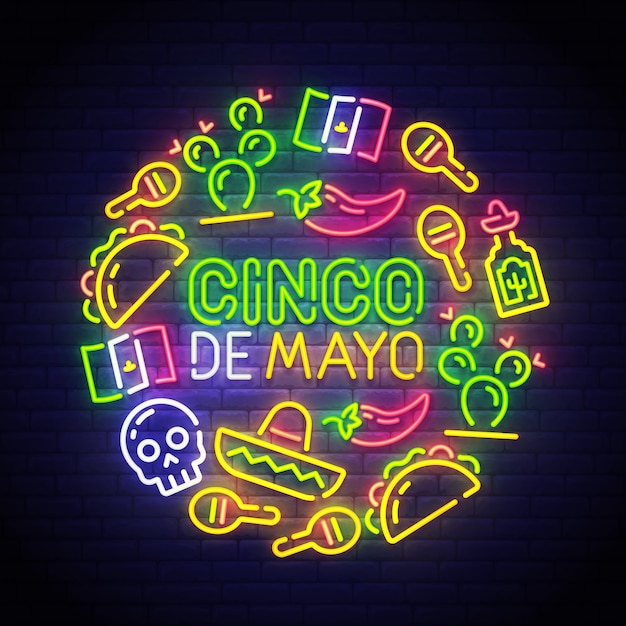 Znak Neon Cinco De Mayo