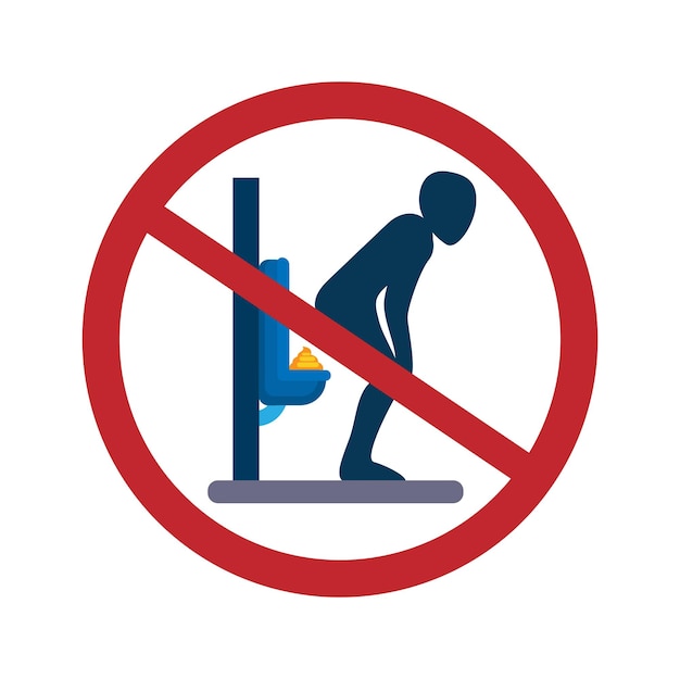 Znak Ostrzegawczy Toalety Nie Kupuj Na Mocz. Kupa W Pisuaru Zabronione Ilustracji Symbolu
