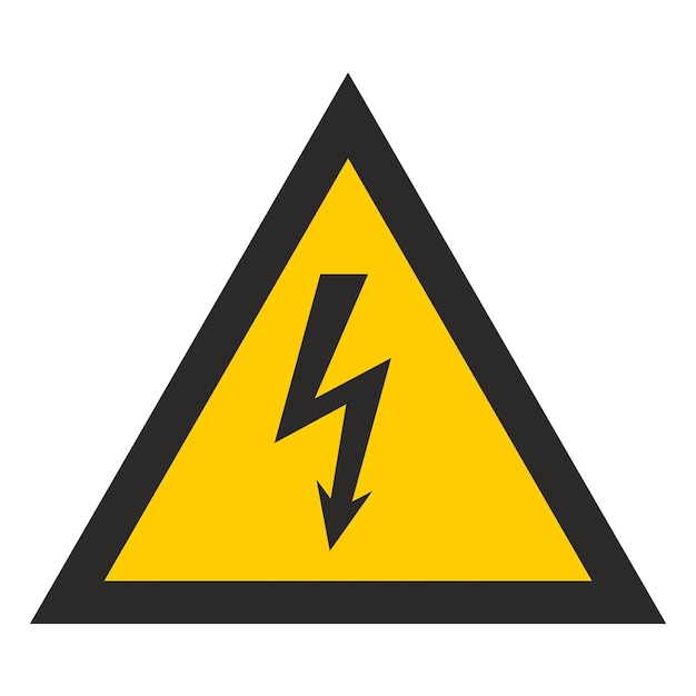 Plik wektorowy znak ostrzegawczy wysokiego napięcia żółty trójkąt izolowany na białym tle