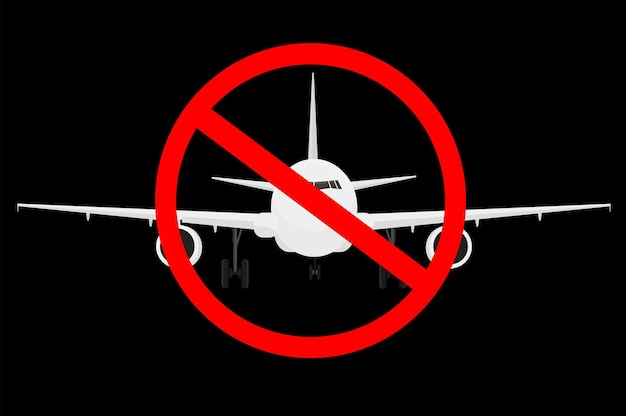 Znak symbolu brak samolotów brak strefy lotów w czerwonym kółku