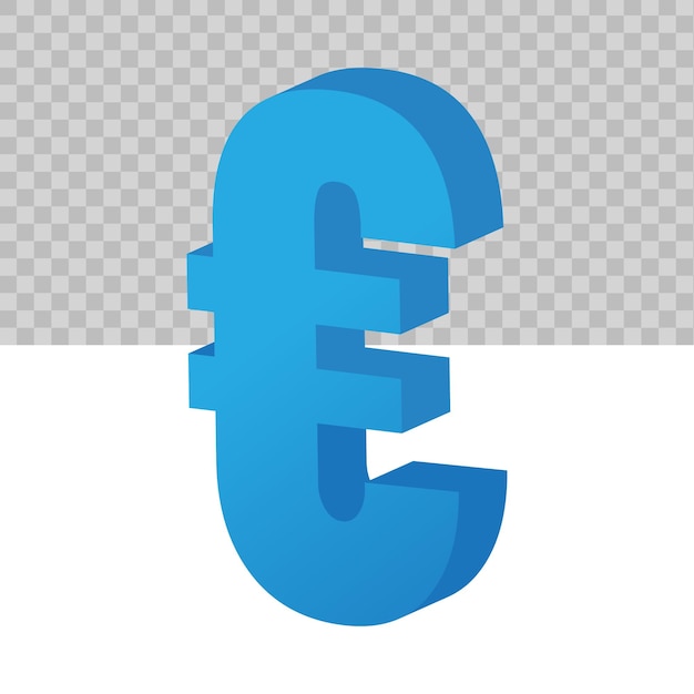 Znak waluty euro w stylu 3d ilustracji. izometryczny wektor symbol pieniędzy Europy dla biznesu, dane gotówkowe, koncepcja finansów.